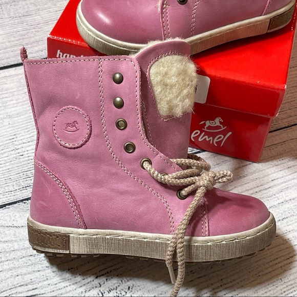 Emel Pink Shearling Lined Handmade Boots size 24 - Picture 2 of 7
